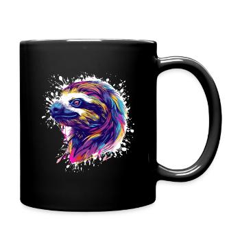 Faultier Sloth Splatter - Tasse einfarbig - Schwarz - Rechts