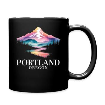 Portland, Oregon Mountain Sunset Scenic View - Tasse einfarbig - Schwarz - Rechts