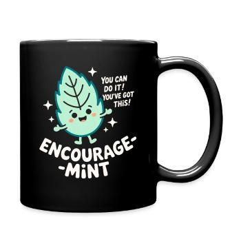 Encourage-menthe mignon Pep Talk Feuille Jeu de mots - Mug uni - noir - Droite
