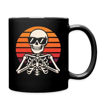 Skeleton Halloween Retro Vintage Spooky Design - Full Colour Mug - black - Right