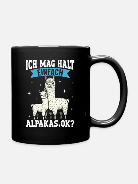 Alpaka Fan ICH MAG HALT EINFACH ALPAKAS Lustig - Tasse einfarbig - Schwarz