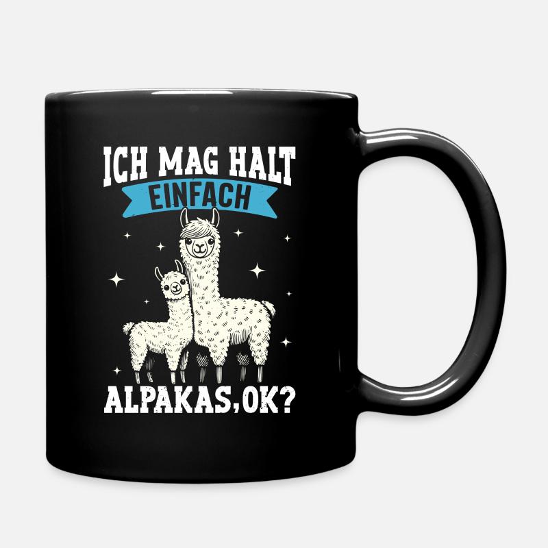 Alpaka Fan ICH MAG HALT EINFACH ALPAKAS Lustig - Tasse einfarbig - Schwarz