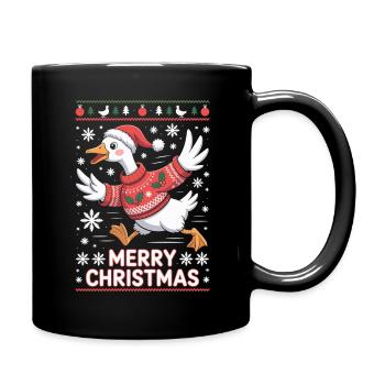 Weihnachtsgans im Pullover - Tasse einfarbig - Schwarz - Rechts