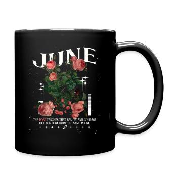 Geburtsblumen Geburtsblume Juni Rose - Tasse einfarbig - Schwarz - Rechts