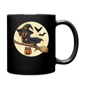 Teckel mignon sorcière Halloween - Mug uni - noir - Droite