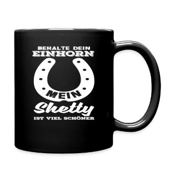Einhorn Shetty Pferdemädchen Reiten Ponyfans - Tasse einfarbig - Schwarz - Rechts