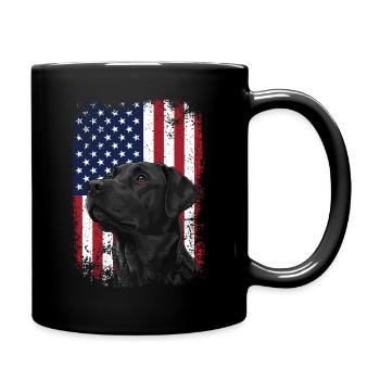 Patriotic Lab with US Flag Hunting Scene - Full Colour Mug - black - Right