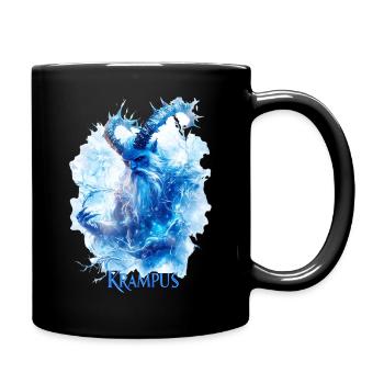 Krampus Eisblau – Mystisches Wintermotiv Folklore - Tasse einfarbig - Schwarz - Rechts