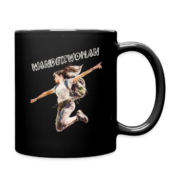WanderWoman – Power fürs Wandern - Tasse einfarbig - Schwarz - Rechts