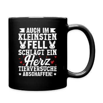 Tierschutz AUCH IM KLEINSTEN FELL SCHLÄGT EIN HERZ - Tasse einfarbig - Schwarz - Rechts