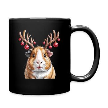 Guinea pig with Christmas antlers humorous - Full Colour Mug - black - Right