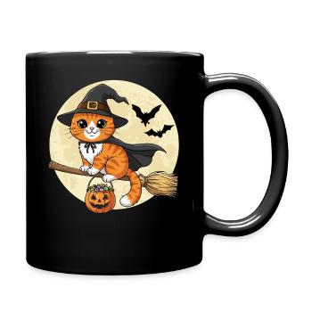 Cute Cat Witch Halloween - Full Colour Mug - black - Right