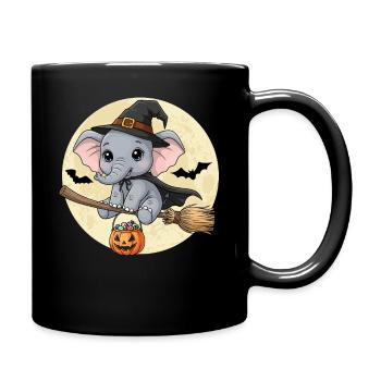 Niedlicher Elefant Hexe Halloween - Tasse einfarbig - Schwarz - Rechts