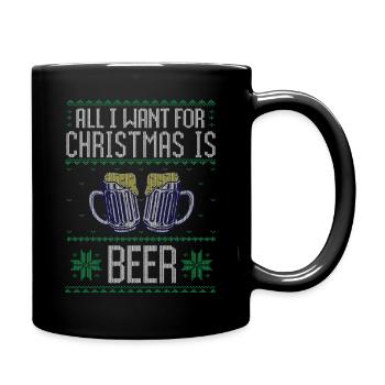 Lustiges Weihnachtsbier-Liebhaber-Design - Tasse einfarbig - Schwarz - Rechts