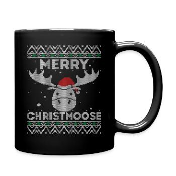 Frohe Weihnachten - Lustiges hässliches Weihnachtsdesign - Tasse einfarbig - Schwarz - Rechts