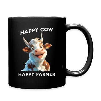 Happy Cow Happy Farmer Shirt - Tasse einfarbig - Schwarz - Rechts