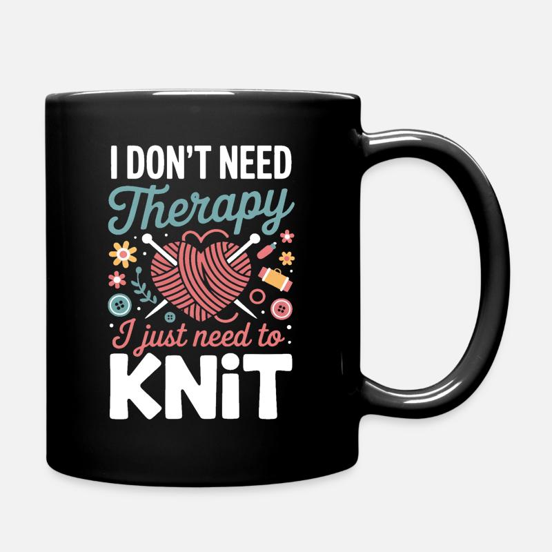 Knit Therapy Heart - Full Colour Mug - black
