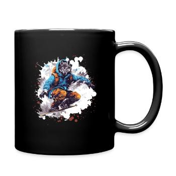 Wolf Snowboard - Tasse einfarbig - Schwarz - Rechts