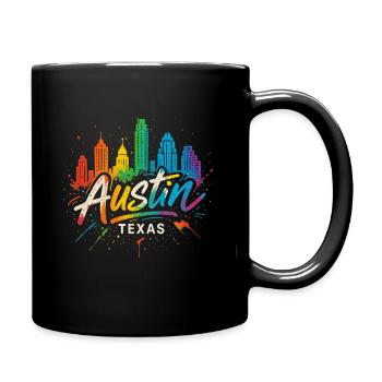 Austin Texas Farbwelten Skyline - Tasse einfarbig - Schwarz - Rechts