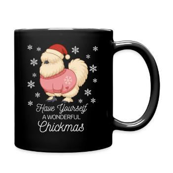 Seidenhuhn Weihnachten-Seidenhühner Liebhaber - Tasse einfarbig - Schwarz - Rechts