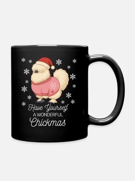 Poulet en soie Noël Amateur de poulets en soie - Mug uni - noir