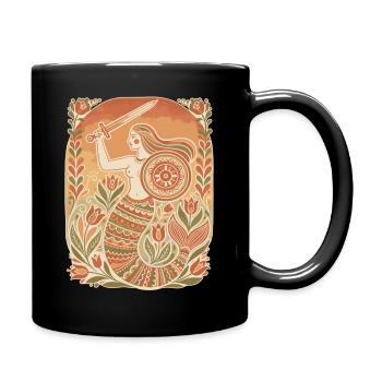 Warsaw Mermaid Folk Art Design - Full Colour Mug - black - Right