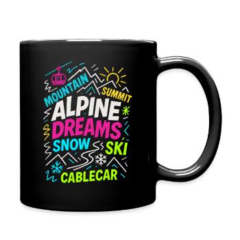 Alpine Dreams | Winter Ski Design - Full Colour Mug - black - Right