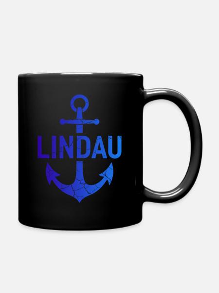Anker Lindau Bodensee - Tasse einfarbig - Schwarz