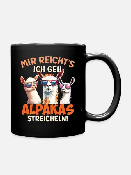 Alpaka MIR REICHT'S ICH GEH ALPAKAS STREICHELN - Tasse einfarbig - Schwarz