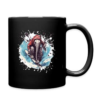 Planche à neige éléphant - Mug uni - noir - Droite
