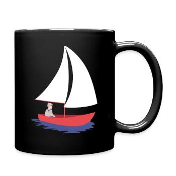 Voilier design nautique Serenity en coque rouge - Mug uni - noir - Droite