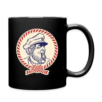 Nautic Design Captain Sailor Portrait Rope Border - Full Colour Mug - black - Right