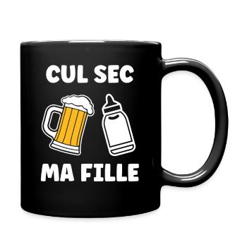 Trockener Arsch Meine Tochter Bierflasche - Tasse einfarbig - Schwarz - Rechts