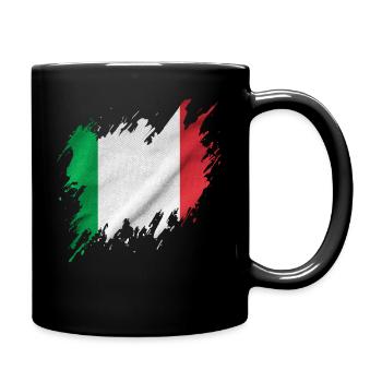 Flagge Italiens, abgerissen Stil - Tasse einfarbig - Schwarz - Rechts