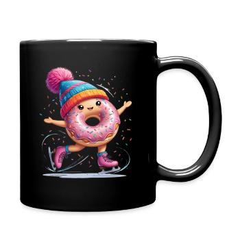 Beignet sur patins à glace avec confettis - Mug uni - noir - Droite