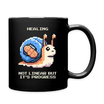 Healing is not linear | Progress, Recovery - Full Colour Mug - black - Right