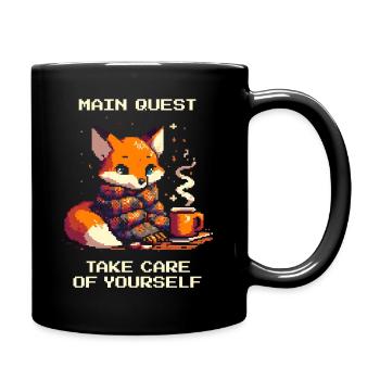 Main Quest: Take Care of Yourself | Self-care - Full Colour Mug - black - Right