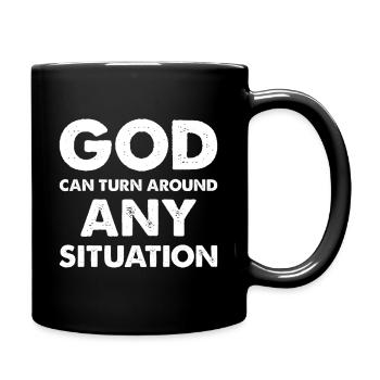 Gott kann jede Situation wenden - Tasse einfarbig - Schwarz - Rechts