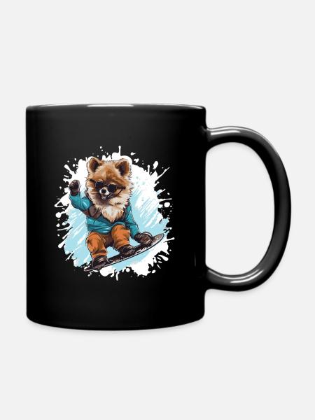 Chien Poméranien Snowboard - Mug uni - noir