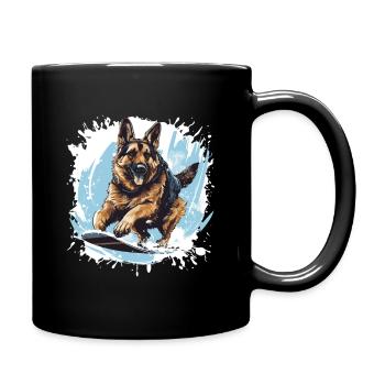 Schäferhund Hund Snowboard - Tasse einfarbig - Schwarz - Rechts
