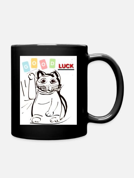 Waving cat good luck - Full Colour Mug - black