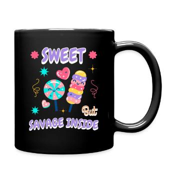 Fuzzy candy gift idea for snack fans - Full Colour Mug - black - Right