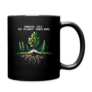 Press [E] Planting Seedling | Afforestation - Full Colour Mug - black - Right