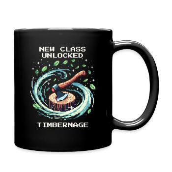 New Class: Wooden Mage | Forest Fantasy RPG - Full Colour Mug - black - Right