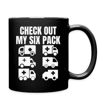 Check out my six pack - Tasse einfarbig - Schwarz - Rechts