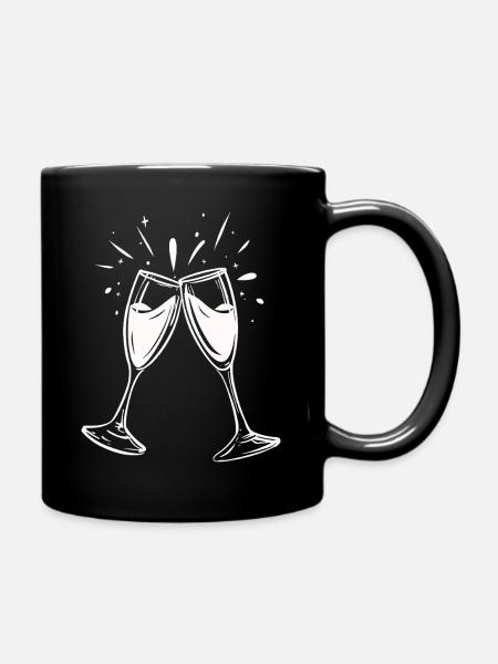Sekt-Prosecco-Glas - Tasse einfarbig - Schwarz