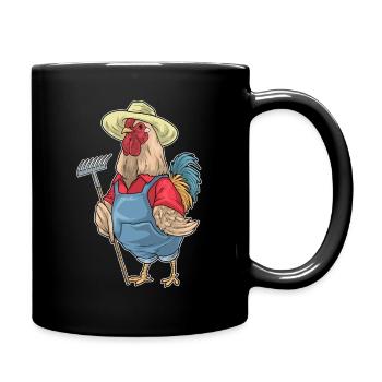 chicken farmer rake farm - Full Colour Mug - black - Right