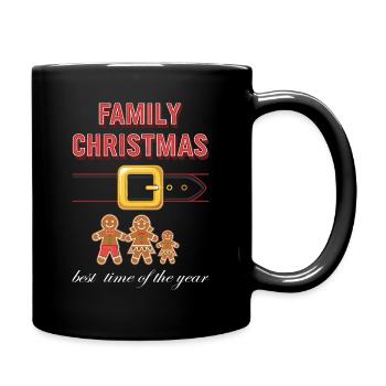 Family Christmas Belt Picture - Full Colour Mug - black - Right