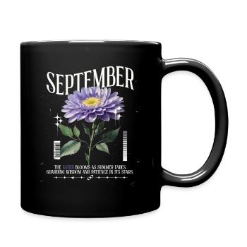 Geburtsblumen Geburtsblume September Aster - Tasse einfarbig - Schwarz - Rechts