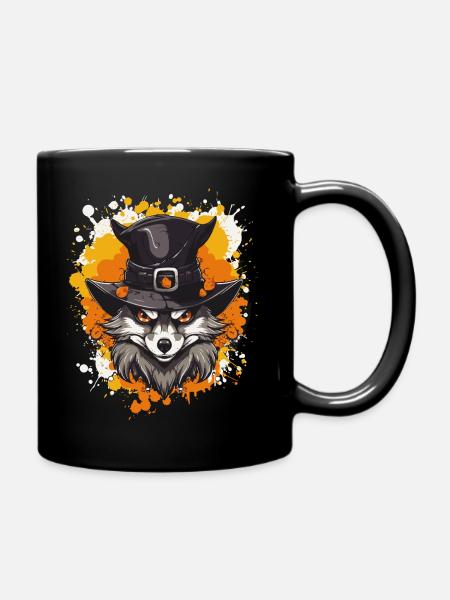 Wolfs Hexenhut Porträt - Tasse einfarbig - Schwarz